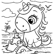 unicornios para colorir praia