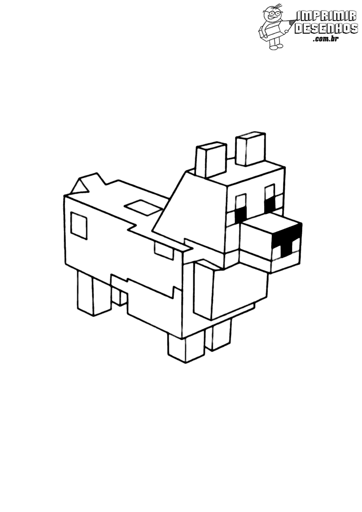 1 Desenhos para colorir de cachorro minecraft