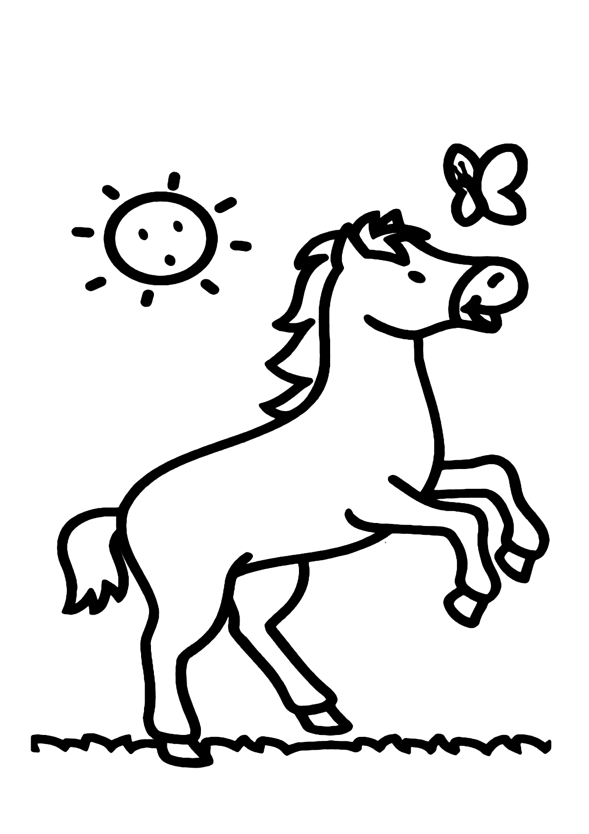 Cavalo e borboletinha para colorir - Imprimir Desenhos