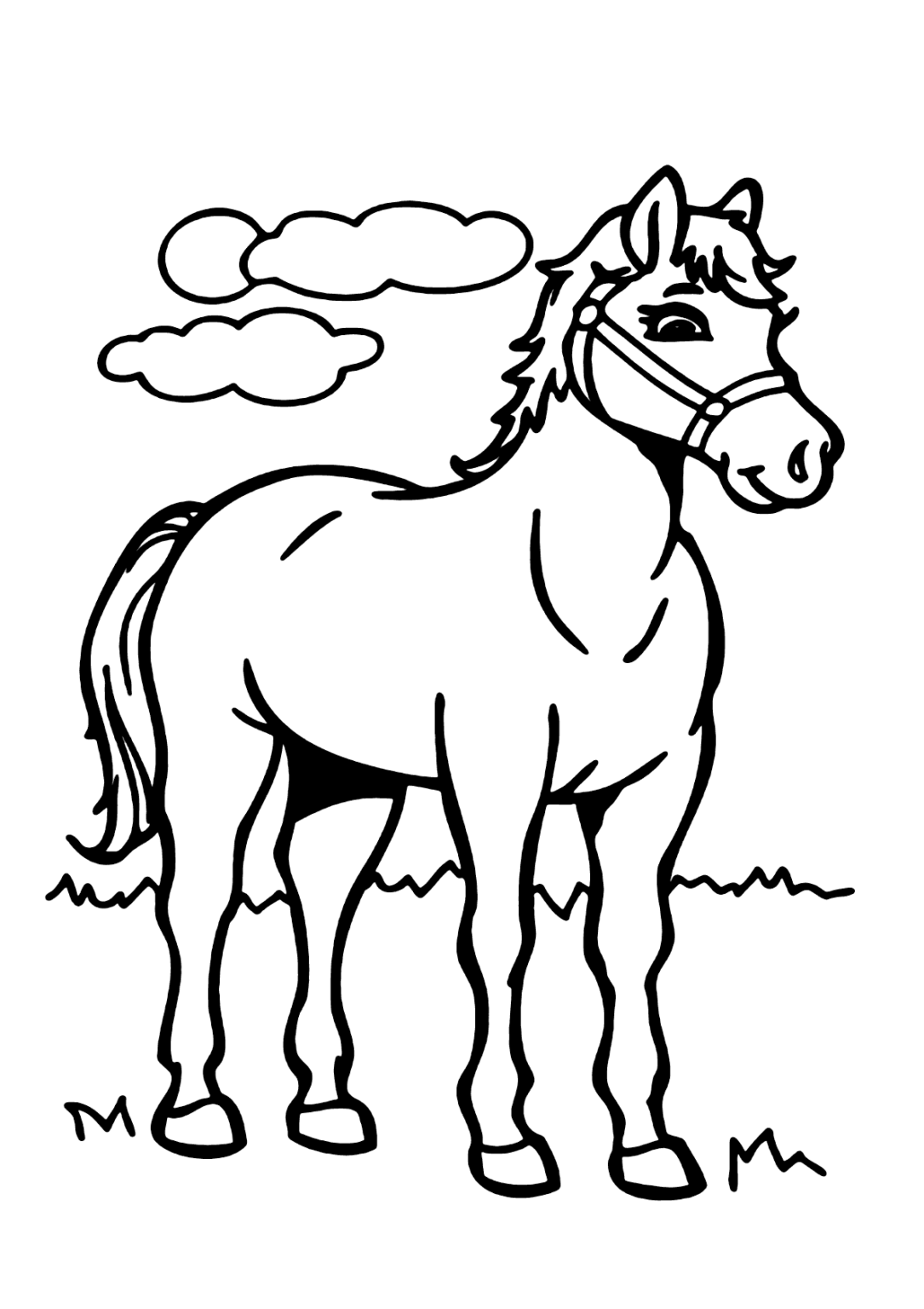 Cavalo no campo para colorir - Imprimir Desenhos