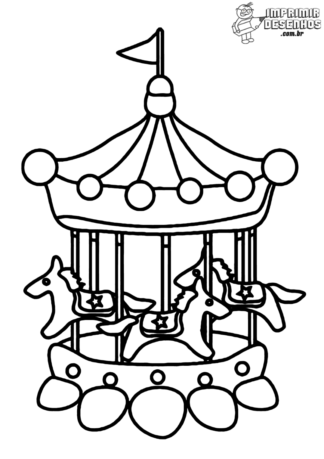 Cavalos carrossel para colorir - Imprimir Desenhos