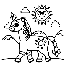 cavalos para colorir sol