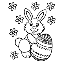 coelhos da pascoa para colorir florzinhas