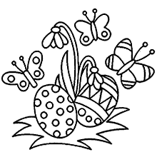 coelhos da pascoa para colorir ovos e borboletas