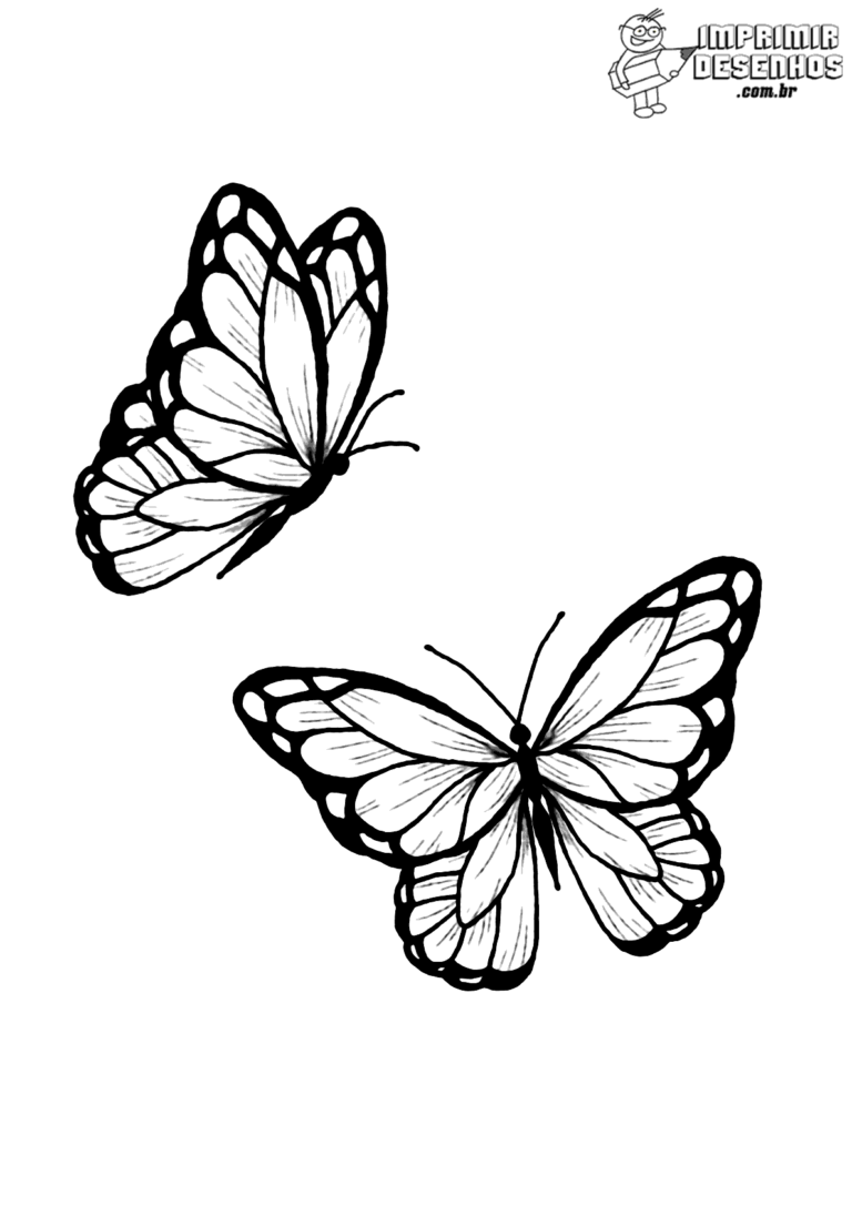 Dupla de borboleta fofas para colorir - Imprimir Desenhos