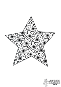 Estrela com flores para colorir