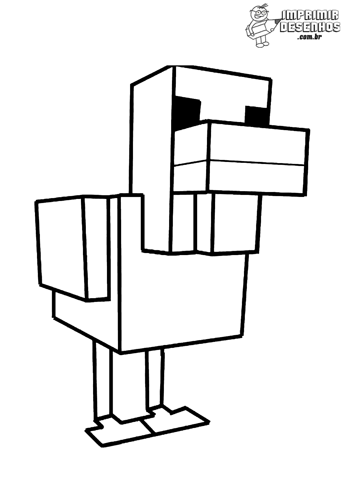 Galinha do minecraft para colorir - Imprimir Desenhos