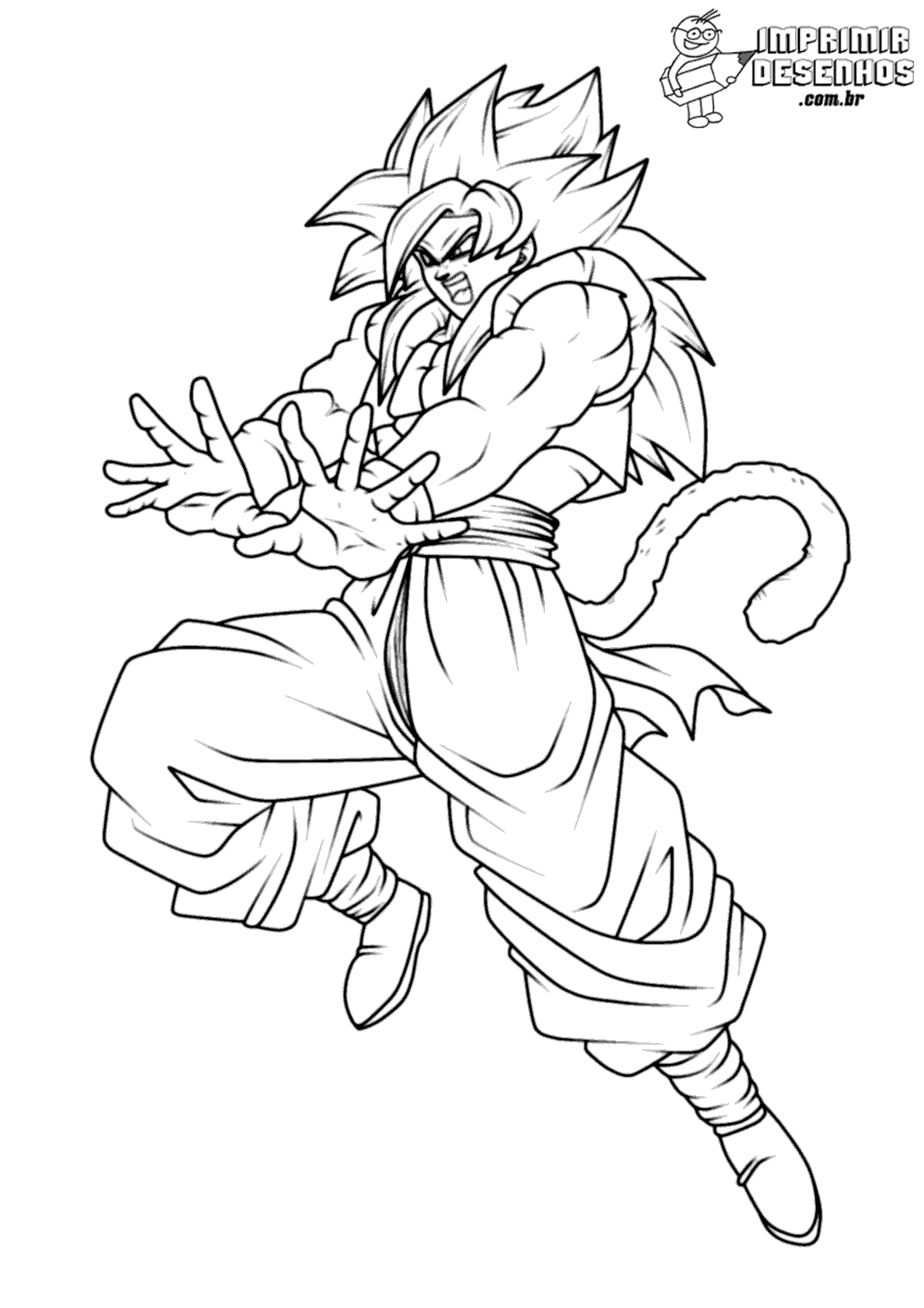 Gogeta pronto para luta para colorir e pintar - Imprimir Desenhos