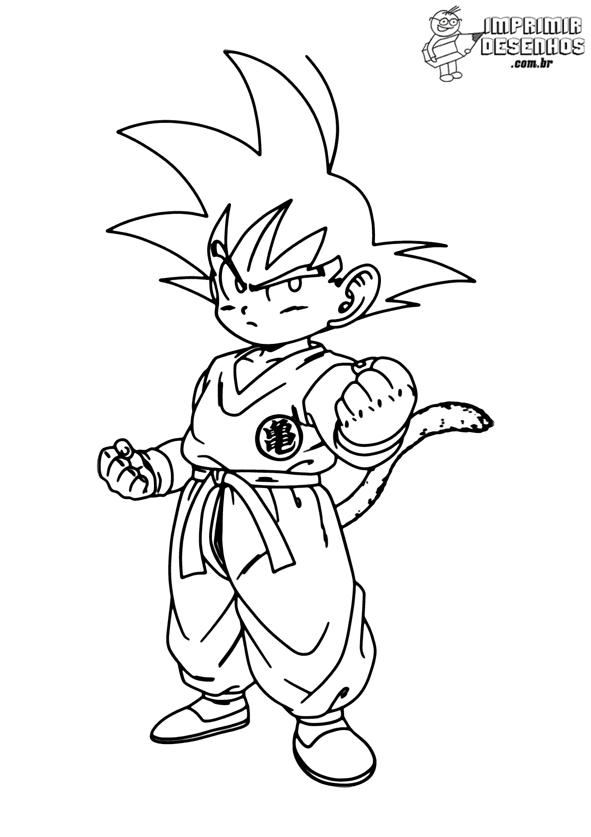 Goku clássico com rabo para colorir