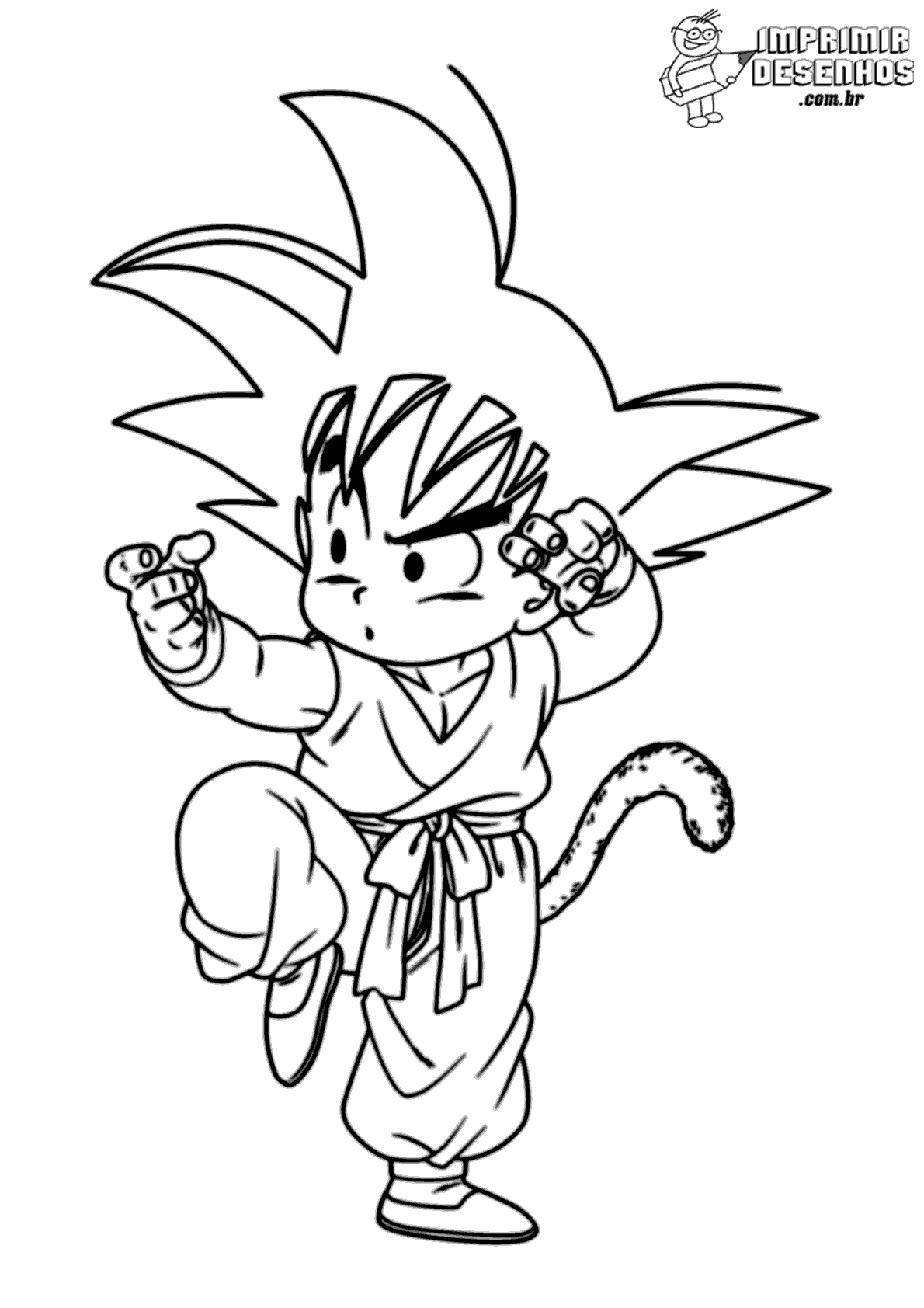 Goku criança kong fu para colorir - Imprimir Desenhos