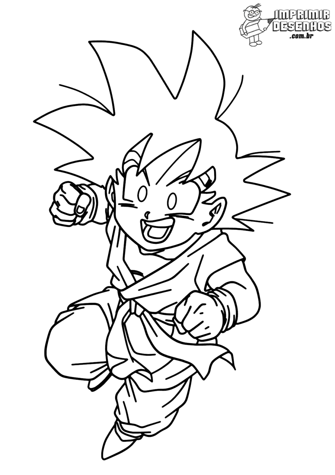 Goku Criança Voando Para Colorir Imprimir Desenhos 