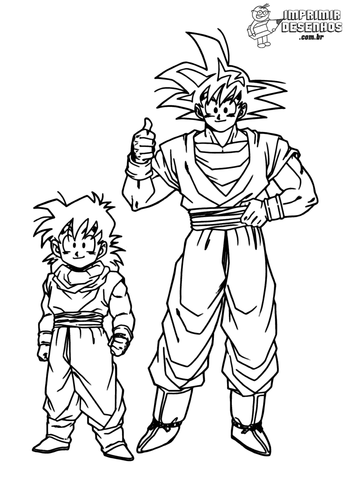 Desenho de Goku e amigo Gohan para colorir - Tudodesenhos