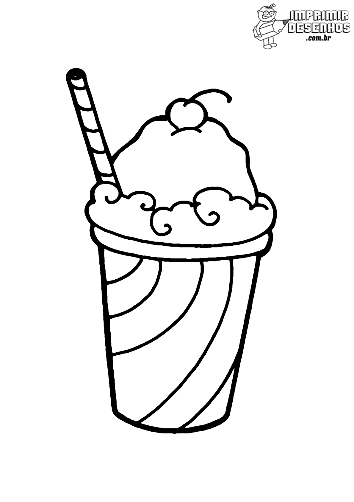 Um conjunto para um livro de colorir milk-shake delicioso com sorvete de  cerejas frio em um vetor de desenho animado de xícara