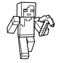 minecraft para colorir alex com picareta