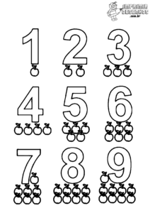 Números com maçãs para imprimir - Imprimir Desenhos