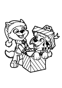 patrulha presente de natal para colorir