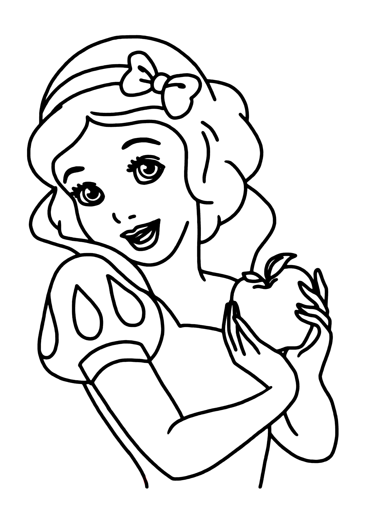 Desenho de princesa linda com macieira para colorir para imprimir