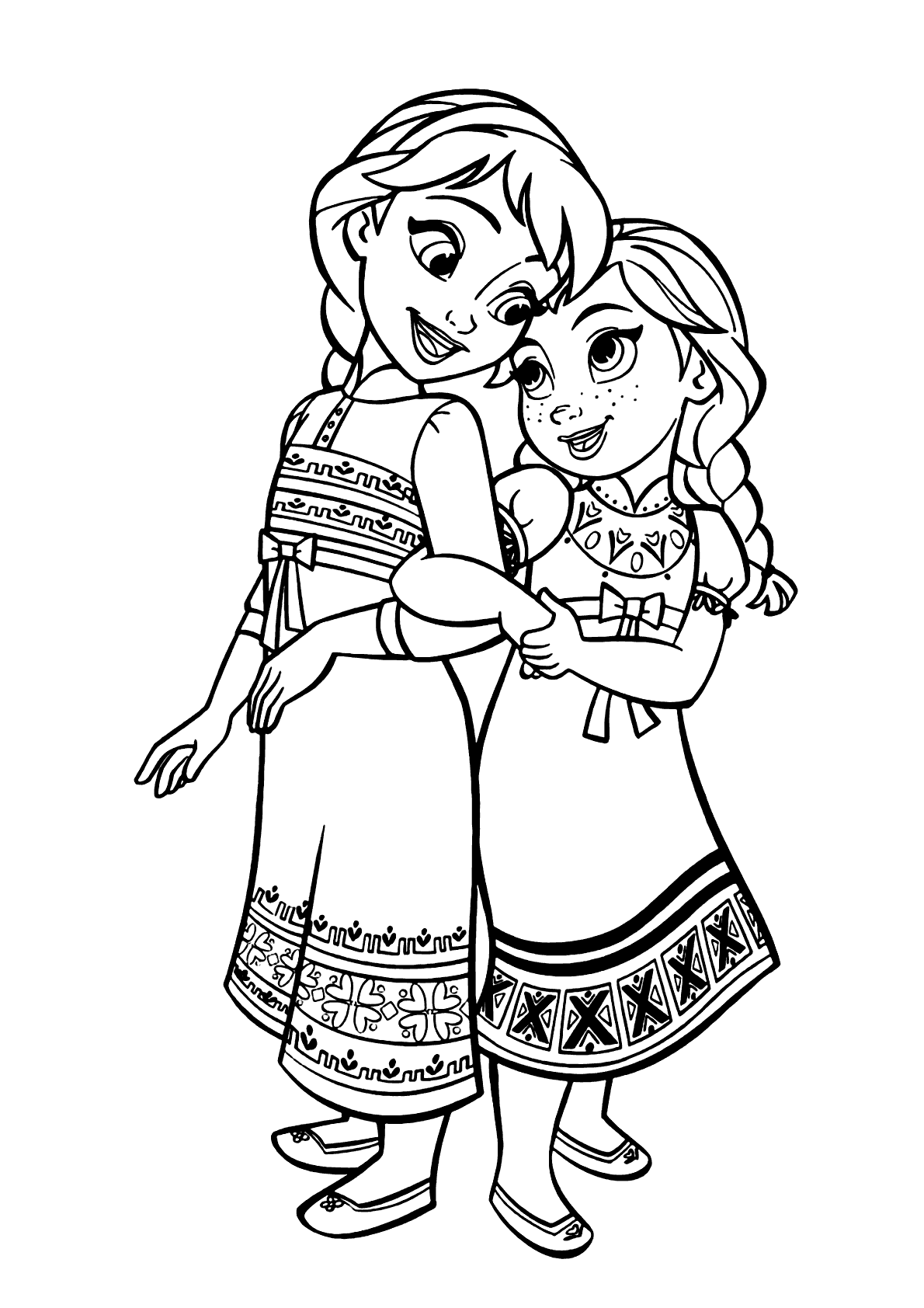 Frozen irmãzinhas para colorir - Imprimir Desenhos