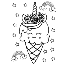 sorvetes para colorir unicornio