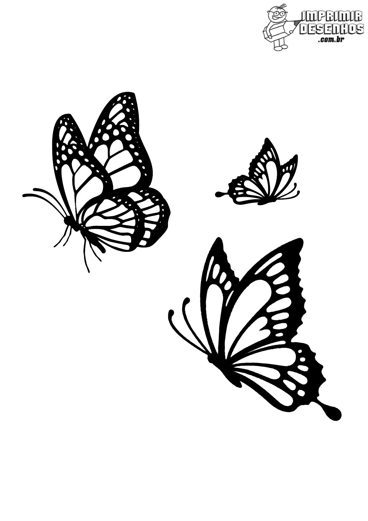 Trio de borboletas bonitas para colorir - Imprimir Desenhos