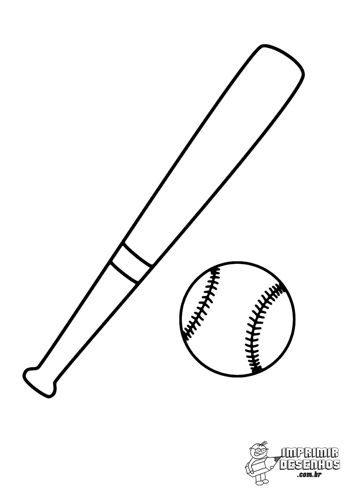 Desenho de Taco e bola de beisebol para colorir