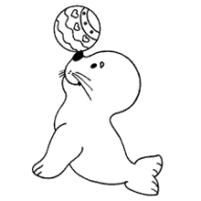 Bola para colorir foca brincando