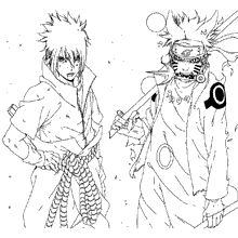 Naruto para colorir duo guerra