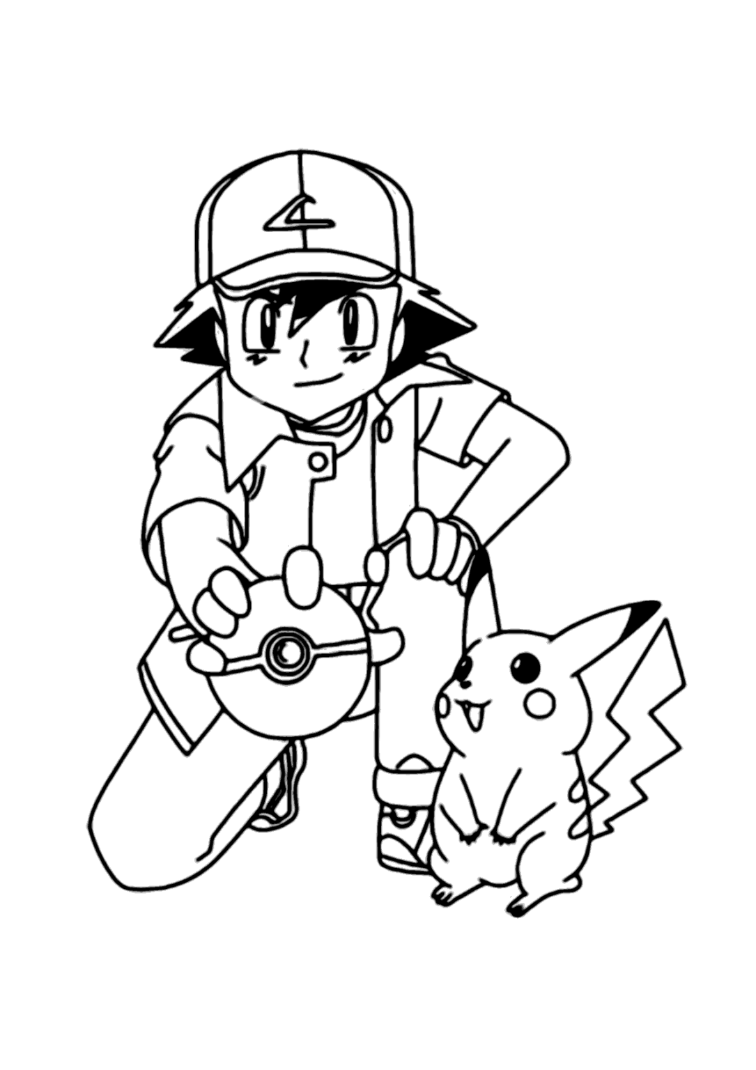 Pikachu e ash para colorir - Imprimir Desenhos