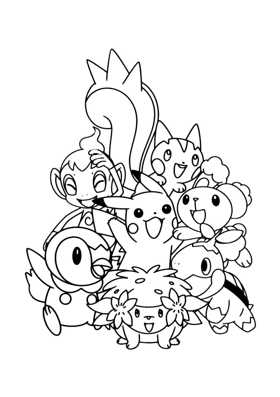 Pokemons juntos para colorir - Imprimir Desenhos