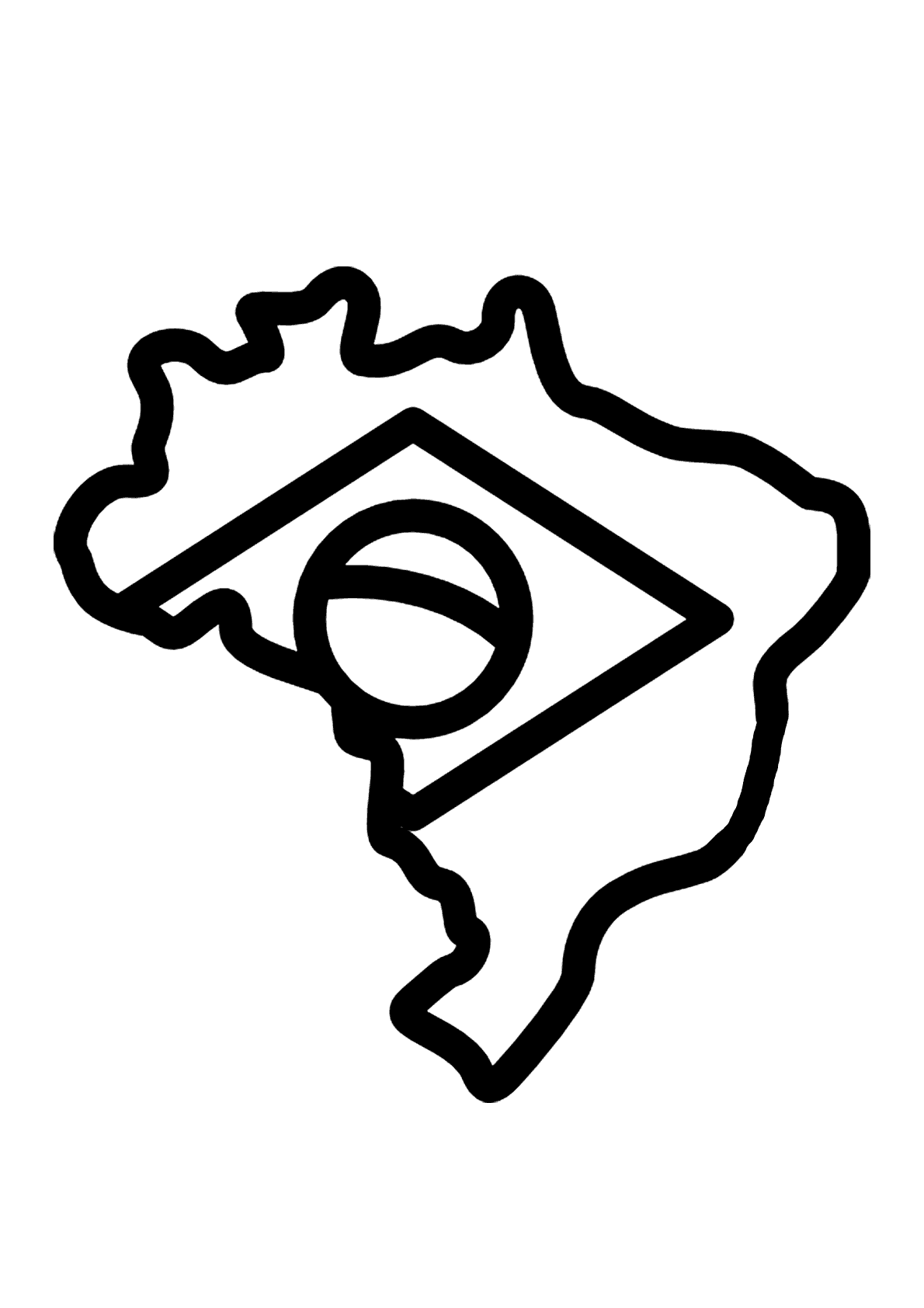 bandeira-do-brasil-e-mapa-para-colorir - Imprimir Desenhos