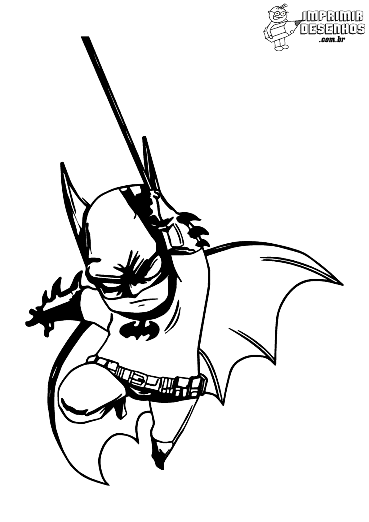 Batman fofo e bravo para colorir