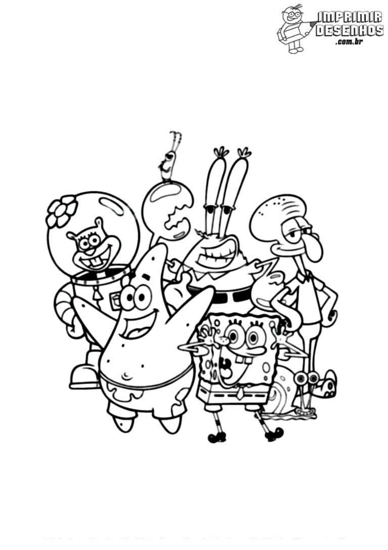 Bob esponja e principais personagens para colorir - Imprimir Desenhos