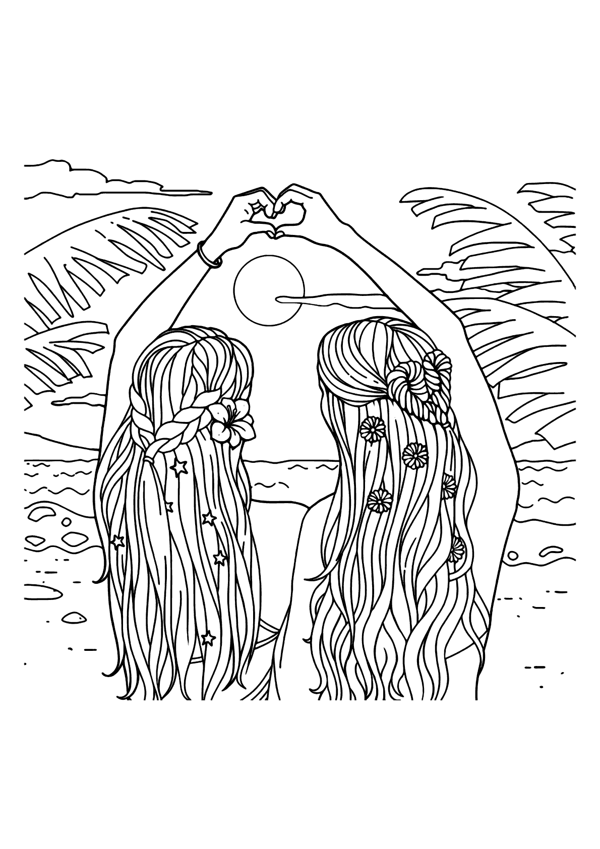 Casal De Amigas Para Colorir Imprimir Desenhos