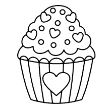 Coração para colorir cupcake