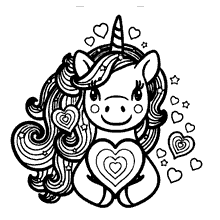 Coração para colorir unicornio