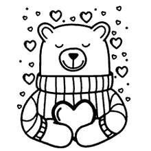 Coração para colorir urso fofo