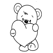 Coração para colorir urso querido