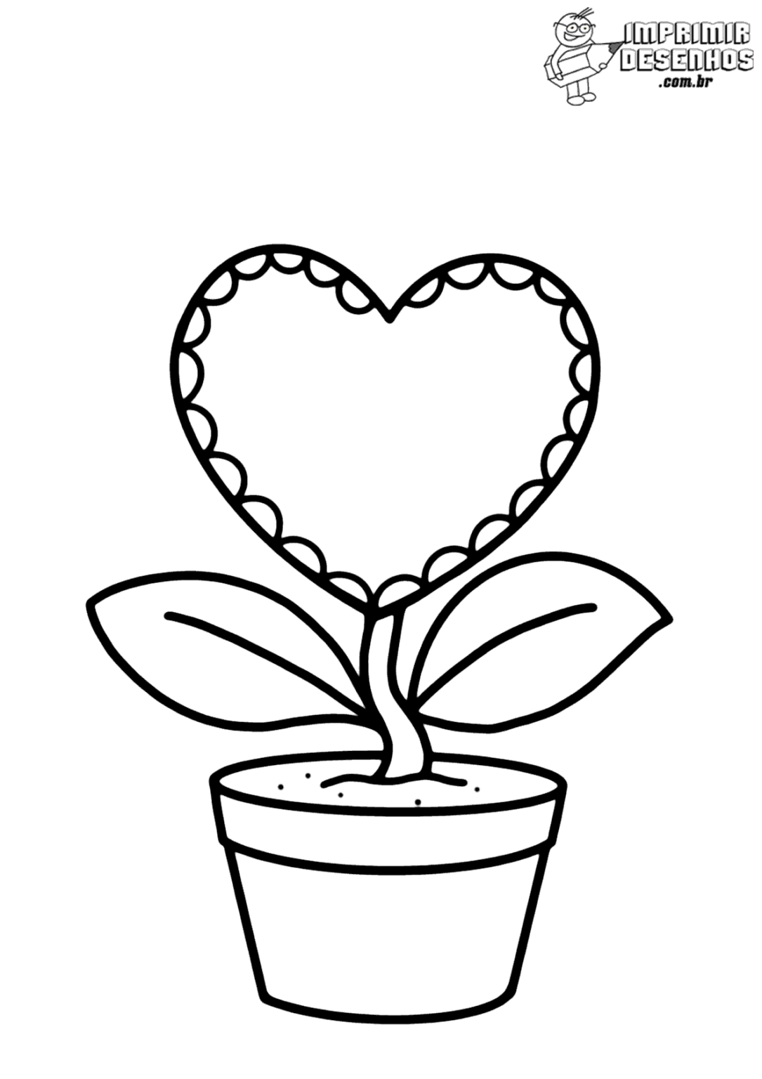 Flor de coração para colorir - Imprimir Desenhos
