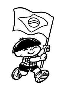 garoto com bandeira do brasil para colorir