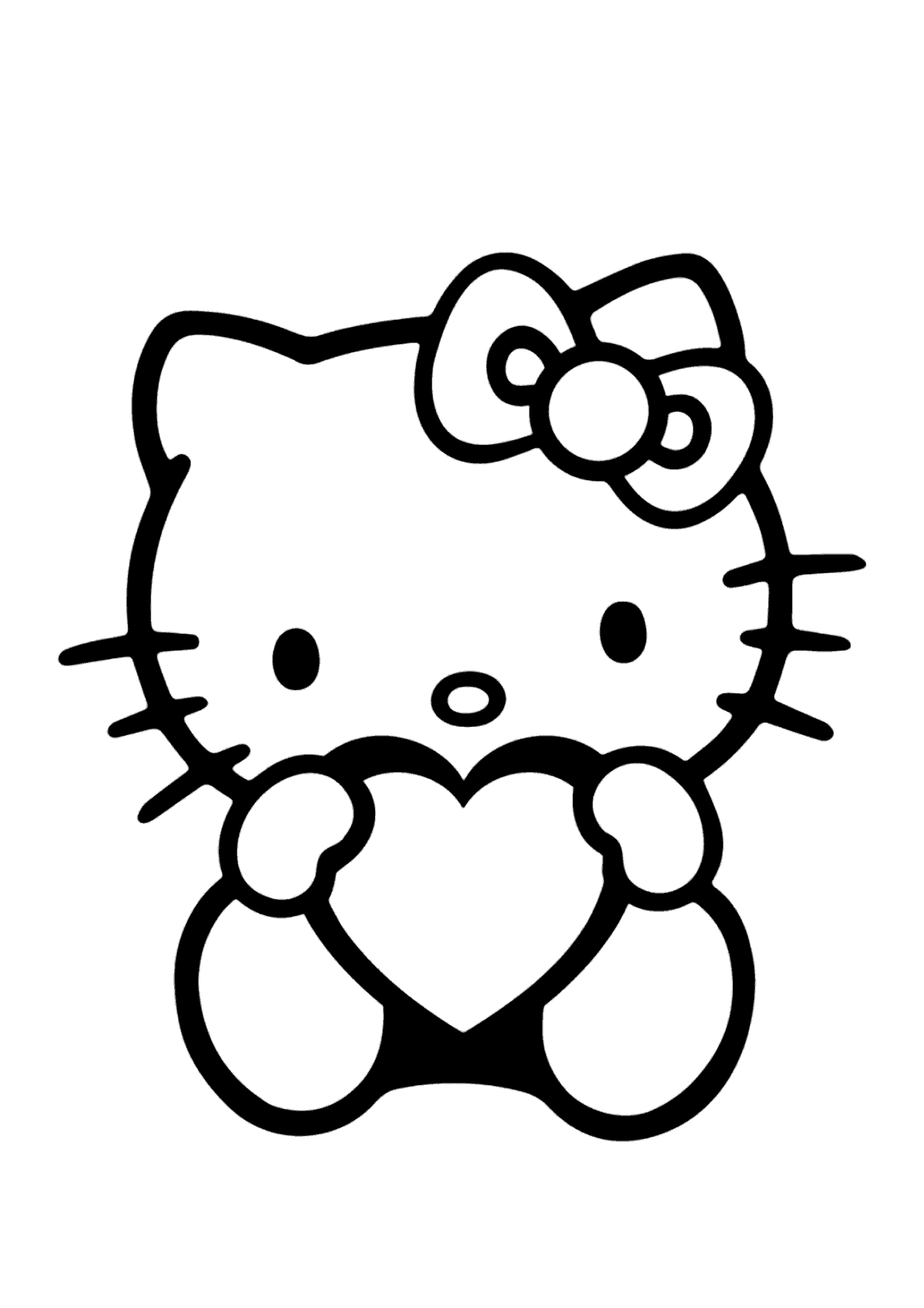 Hello Kitty com coração para colorir