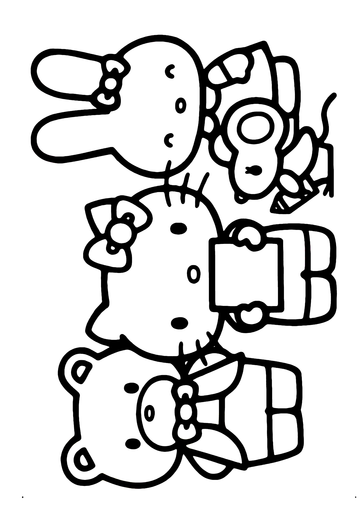 Desenhos para colorir de desenho da hello kitty com seus amigos