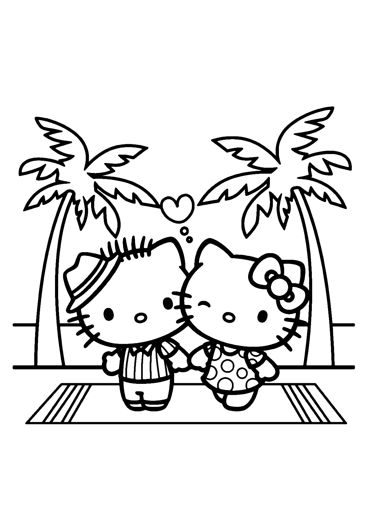 hello kitty e namorado para colorir