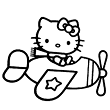 hello kitty para colorir aviao