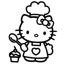 hello kitty para colorir cozinheira