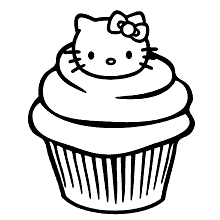 hello kitty para colorir cupcake