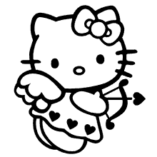 Uma página para colorir com um hello kitty e outros personagens generative  ai