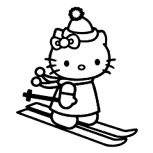 hello kitty para colorir esquiando