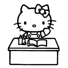 hello kitty para colorir estudando