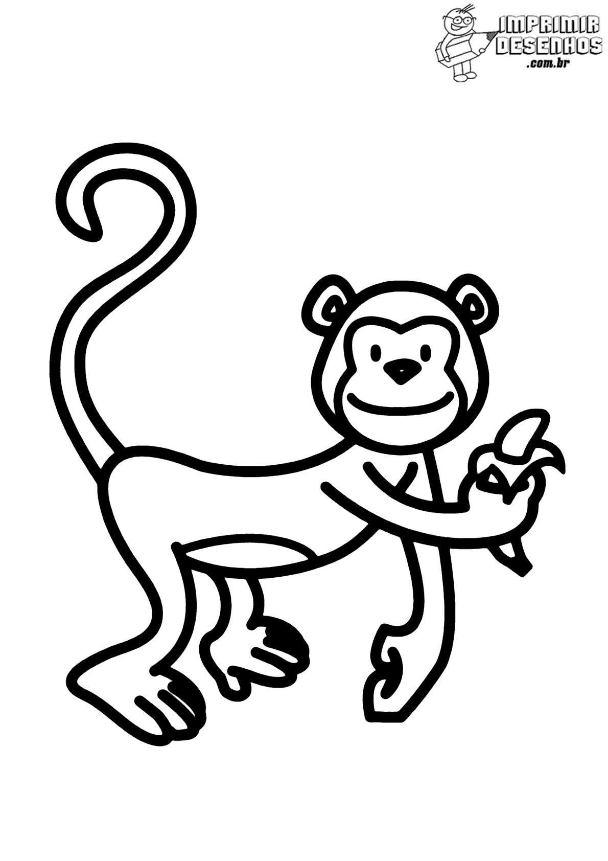 Desenho Animado Fofo Macaco Comendo Banana Colorido E Esboçado Em Fundo  Branco Para Colorir a Página Ilustração Stock - Ilustração de projeto,  branco: 189173516