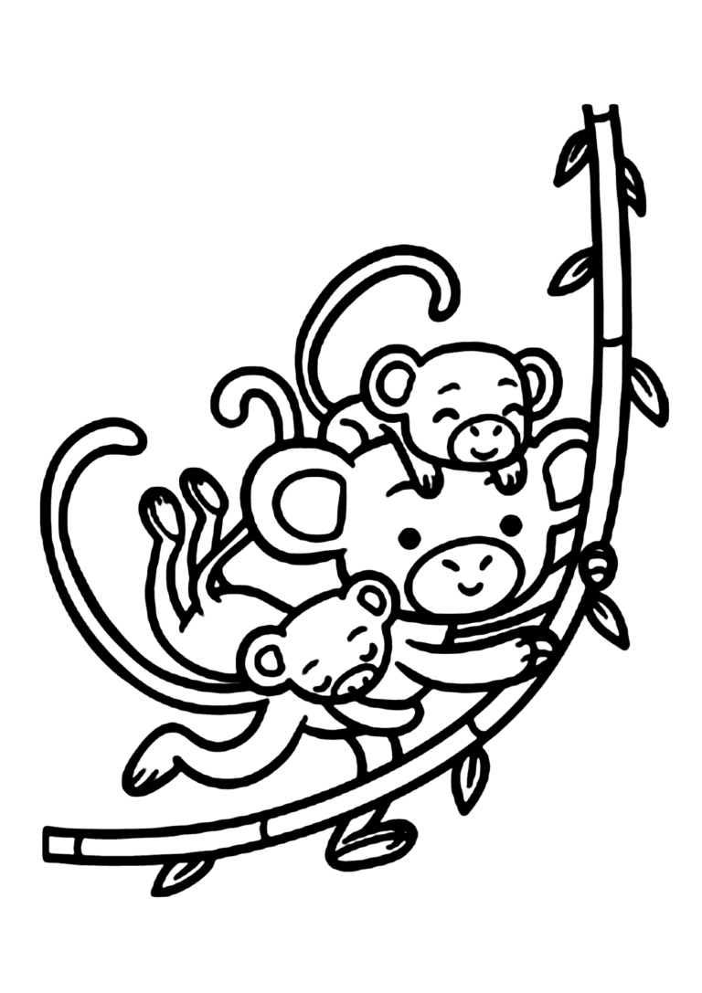 Macaco e filhotes para colorir - Imprimir Desenhos